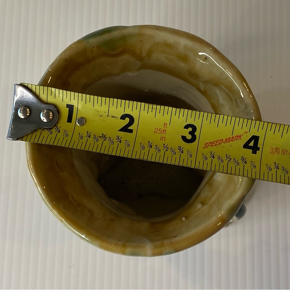 Vintage Lucky Elephant Three Sides Planter Trunk Up Majolica Pottery - Picture 8 of 9